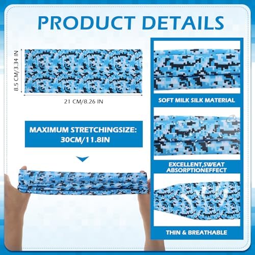 8Pcs Boys Sports Headband Breathable Elastic Sports Sweatbands Non-Slip Boys Hair Band Headscarf Camouflage Football Headbands Soft Kids Bandana For Football Basketball Running Cycling