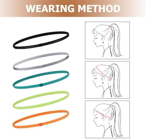 8pcs Sports Headband Thin Headbands Stretchable Non-Slip Elastic Sport Headbands Athletic Fitness Sweat Headband Sports Hair Band Elastic Headbands For Kids For Workout Running Cycling Workout