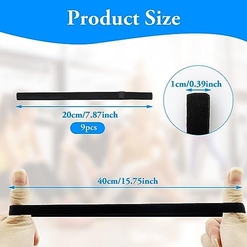 9 Pcs Non-Slip Elastic Sports Headbands Black Slim Hairband With Elastic Silicone Grip Exercise Hair And Sweatbands Athletic Hair Accessories For Yoga Jogging Vollyball Men Women Kids Outdoor Sports