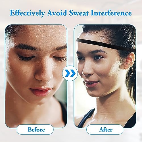 9 Pcs Non-Slip Elastic Sports Headbands Black Slim Hairband With Elastic Silicone Grip Exercise Hair And Sweatbands Athletic Hair Accessories For Yoga Jogging Vollyball Men Women Kids Outdoor Sports