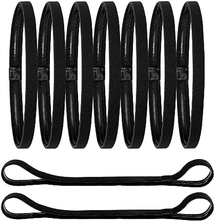 9 Pcs Non-Slip Elastic Sports Headbands Black Slim Hairband with Elastic Silicone Grip Exercise Hair and Sweatbands Athletic Hair Accessories for Yoga Jogging Vollyball Men Women Kids Outdoor Sports