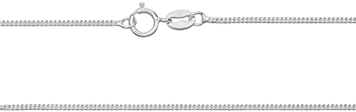 925 Sterling Silver 1.0 MM Width Diamond Cut Curb Chain Necklace For Children Unisex Kids Girls Boys - 12" 14" Inch - Thin & Sturdy Trace/Fine Silver Chain - Ideal For Childrens/Smaller Pendants