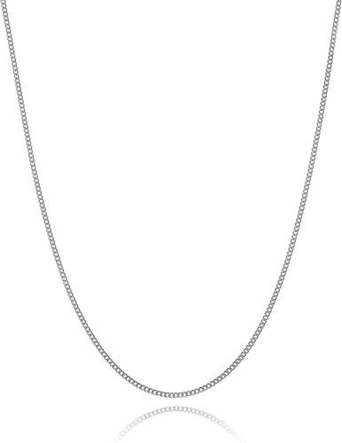 925 Sterling Silver 1.0 MM Width Diamond Cut Curb Chain Necklace For Children Unisex Kids Girls Boys - 12" 14" Inch - Thin & Sturdy Trace/Fine Silver Chain - Ideal For Childrens/Smaller Pendants
