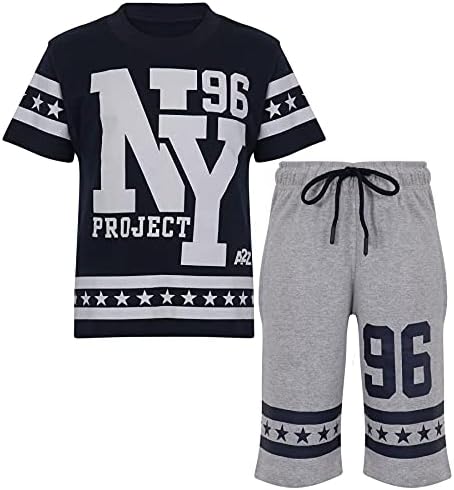 A2Z 4 Kids Boys Girls T Shirt Short Set 100% Cotton NY New York T-Shirt Top Shorts Set Age 5-13 Years