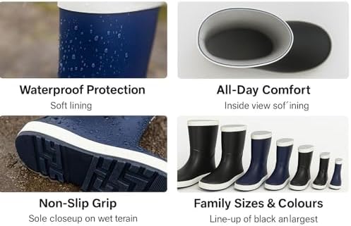 A2Z 4 Kids Boys Rain Boot Non-Slip Waterproof Rubber Child Wellies Snow Shoes Galoshes Design Lightweight Wellington Boot Everyday Perfect Outdoor Adventures