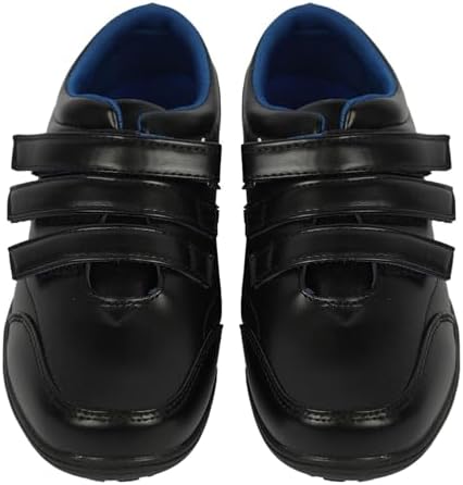 A2Z 4 Kids Boys Teens School Shoes Black PU Leather Smart Touch Fastening Non-Slip TPR Sole Comfortable Cushioned Fit Durable Lightweight Trainers Uniform Shoes UK Childrens Shoe Shize 10 To 6 UK