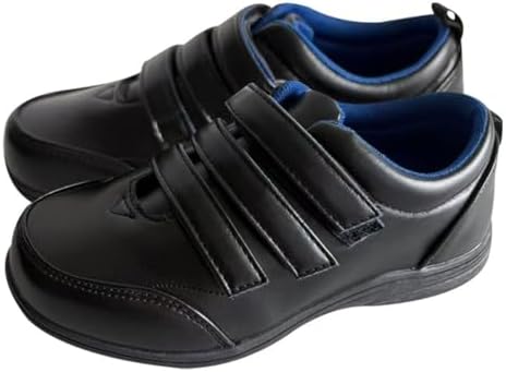 A2Z 4 Kids Boys Teens School Shoes Black PU Leather Smart Touch Fastening Non-Slip TPR Sole Comfortable Cushioned Fit Durable Lightweight Trainers Uniform Shoes UK Childrens Shoe Shize 10 to 6 UK