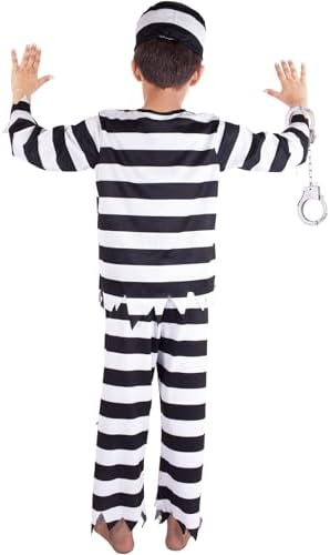 A2Z 4 Kids Boys Zombie Prisoner Halloween Set Bloody Prisoner Attire Eerie Undead Convict Halloween Outfit Set For Boys Age 3-14 Years