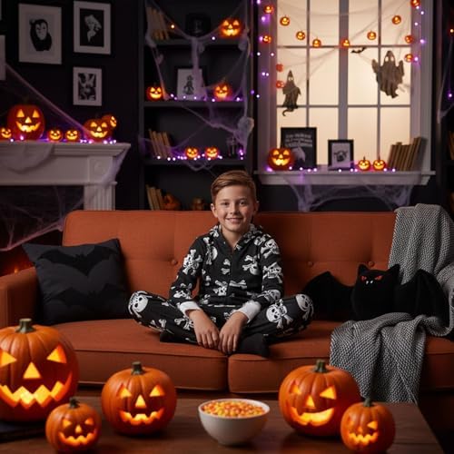 A2Z 4 Kids Girls Boys Cotton Onesie Skull Cross Bone Print Pyjamas Lounge Wear Comfy Children Sleepwear Breathable Fabric Gifts For Age 2-13