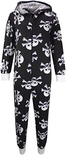 A2Z 4 Kids Girls Boys Cotton Onesie Skull Cross Bone Print Pyjamas Lounge Wear Comfy Children Sleepwear Breathable Fabric Gifts For Age 2-13