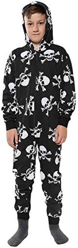 A2Z 4 Kids Girls Boys Cotton Onesie Skull Cross Bone Print Pyjamas Lounge Wear Comfy Children Sleepwear Breathable Fabric Gifts For Age 2-13