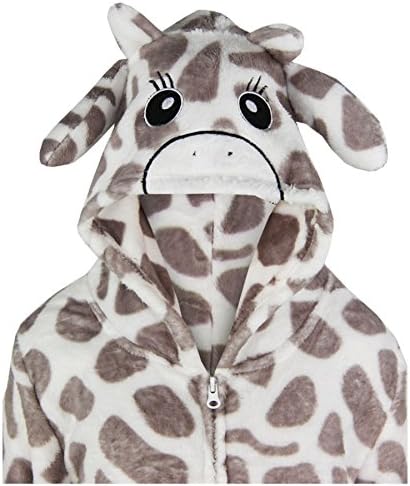 A2Z 4 Kids Girls Boys Giraffe Costume Jumpsuits Soft Plush Fleece Playsuit Animal Hooded Sleepsuit Unisex One Piece Cosplay Suit Age 2-14 Years