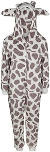 A2Z 4 Kids Girls Boys Giraffe Costume Jumpsuits Soft Plush Fleece Playsuit Animal Hooded Sleepsuit Unisex One Piece Cosplay Suit Age 2-14 Years