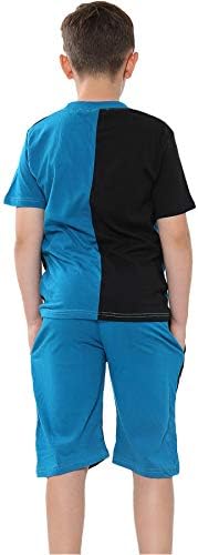 A2Z 4 Kids Girls Boys T-Shirt Top Shorts Set 100% Cotton Contrast Panelled Short Sleeves T Shirt Summer Outfit 2 Piece Comfortable Lightweight Activewear Casual Clothing Sets Children Age 5-13 Years