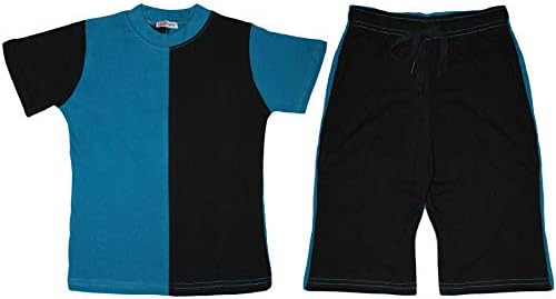 A2Z 4 Kids Girls Boys T-Shirt Top Shorts Set 100% Cotton Contrast Panelled Short Sleeves T Shirt Summer Outfit 2 Piece Comfortable Lightweight Activewear Casual Clothing Sets Children Age 5-13 Years