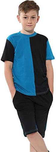 A2Z 4 Kids Girls Boys T-Shirt Top Shorts Set 100% Cotton Contrast Panelled Short Sleeves T Shirt Summer Outfit 2 Piece Comfortable Lightweight Activewear Casual Clothing Sets Children Age 5-13 Years