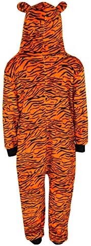 A2Z 4 Kids Girls Boys Tiger Costume Soft Plush Fleece Playsuit Children One Piece Cosplay Suit Kids Animal Hooded Jumpsuit All In One Tiger Xmas Pyjamas Age 2-14 Years