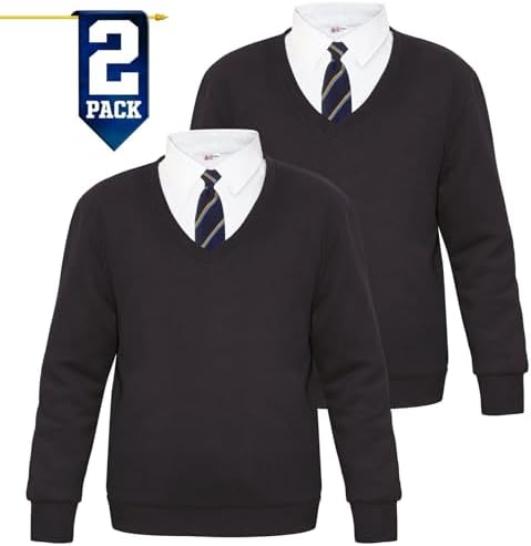 A2Z 4 Kids Girls Boys Unisex Club Scouts School Uniform Single & Pack Of 2 V Neck Jumper Cardi Sweatshirt Age 3 4 5 6 7 8 9 10 11 12 13-14 14 Years