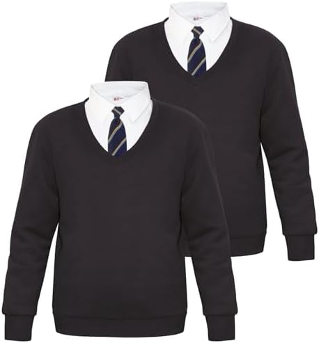 A2Z 4 Kids Girls Boys Unisex Club Scouts School Uniform Single & Pack of 2 V Neck Jumper Cardi Sweatshirt Age 3 4 5 6 7 8 9 10 11 12 13-14 14 Years