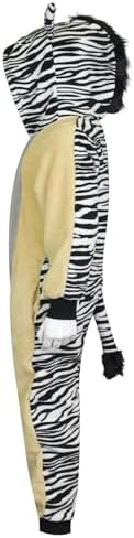 A2Z 4 Kids Girls Boys Zebra Onesie 2-Tone Zebra Theme Jumpsuits Soft Plush Fleece Playsuit Kids Hooded Sleepsuit Kids One Piece Nativity Cosplay Suit All In One Zebra Pyjamas Age 3-14 Years