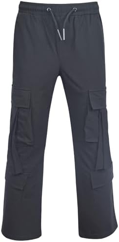 A2Z 4 Kids Girls Cargo Trousers Elasticated Waist Drawstring Casual Trouser Pant Joggers Sports Yoga Pull On Comfortable Breathable Training Outdoor Bell Bottom Activewear Pants 3-14 Years