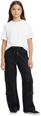 A2Z 4 Kids Girls Cargo Trousers Elasticated Waist Drawstring Casual Trouser Pant Joggers Sports Yoga Pull On Comfortable Breathable Training Outdoor Bell Bottom Activewear Pants 3-14 Years