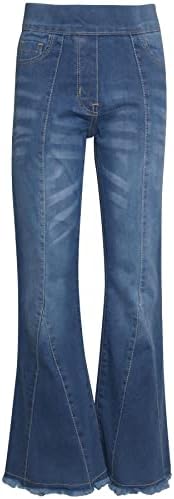 A2Z 4 Kids Girls Comfort Denim Jeans Stretchy Pants Mid Blue Bell Bottom Trendy Fashion Jeggings Pants Jeans Gifts For Childrens 5-14 Years