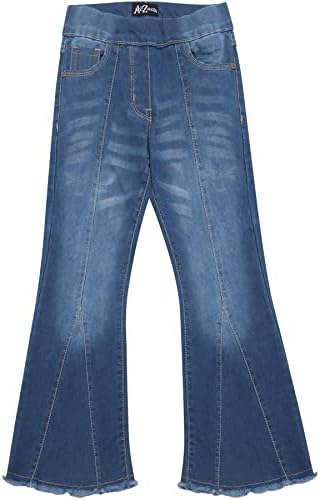A2Z 4 Kids Girls Comfort Denim Jeans Stretchy Pants Mid Blue Bell Bottom Trendy Fashion Jeggings Pants Jeans Gifts for Childrens 5-14 Years