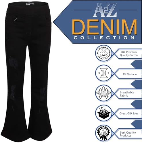 A2Z 4 Kids Girls Denim Jeans Comfort Stretchy Jeggings Bell Bottom Ripped Flared Pants Trendy Fashion Jeans For Girls Age 5-6 7-8 9-10 11-12 & 13 Years