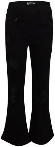 A2Z 4 Kids Girls Denim Jeans Comfort Stretchy Jeggings Bell Bottom Ripped Flared Pants Trendy Fashion Jeans for Girls Age 5-6 7-8 9-10 11-12 & 13 Years