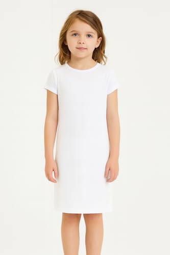 A2Z 4 Kids Girls Dresses Plain Short Sleeves Cap Slim Fit Stretch Bodycon Midi Maxi Comfortable Summer Party Fashion Dress Top Age 5-13 Years