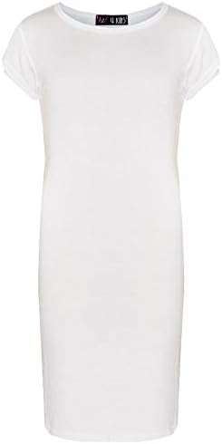 A2Z 4 Kids Girls Dresses Plain Short Sleeves Cap Slim Fit Stretch Bodycon Midi Maxi Comfortable Summer Party Fashion Dress Top Age 5-13 Years
