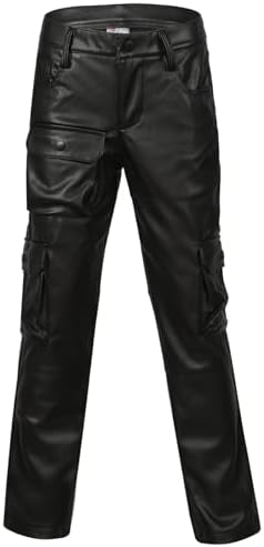 A2Z 4 Kids Girls Faux Leather Trousers Black Straight Leg Stylish Slim Fit Cargo PU Pants With Multi Utility Pockets Comfortable Durable Design For Streetwear Casual Party Wear Age 6-14 Years