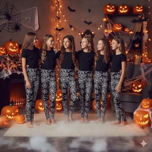 A2Z 4 Kids Girls Halloween Leggings Stretchy Spider Web Skull Print Fancy Dress Costume Bottoms Soft Trousers For Trick Or Treat School Events Party Wear Ages 3 To 13 Years