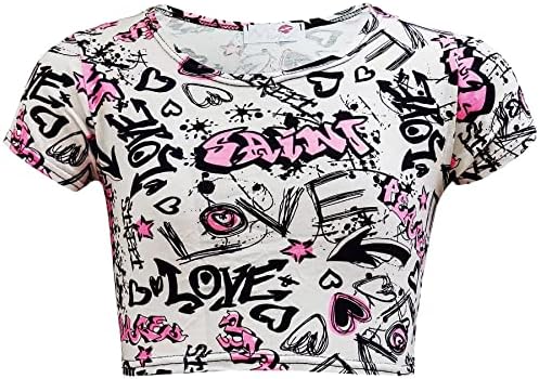 A2Z 4 Kids Girls Love Graffiti Scribble Print Crop Top & Black Skater Skirt Set Age 7-13 Years