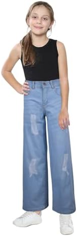 A2Z 4 Kids Girls Palazzo Jeans Wide Leg Stretchy Denim Pants Flared Fashion Jean Trousers Baggy Casual Pants Age 5-14 Years