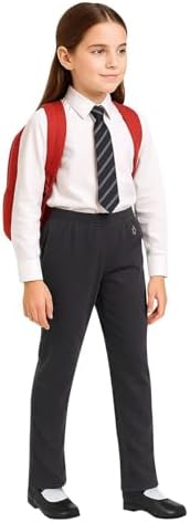 A2Z 4 Kids Girls Plain Pack Of 2 School Uniform Pants Pull Up Lightweight Casual Formal Heart Pendant Elasticated Waist Regular Fit Back To School Trousers Age 3-14 Years