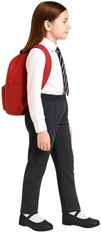 A2Z 4 Kids Girls Plain School Uniform Pants Pull Up Lightweight Casual Formal Heart Pendant Elasticated Waist Regular Fit Back To School Trousers Age 3-14 Years