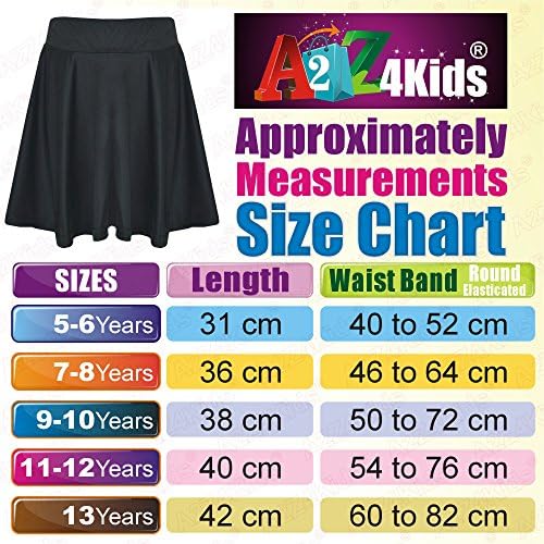 A2Z 4 Kids Girls Plain Skater Skirt For School Trendy Soft Feel Comfortable Summer Fashion Outfit Clothing Age 2-13 Years