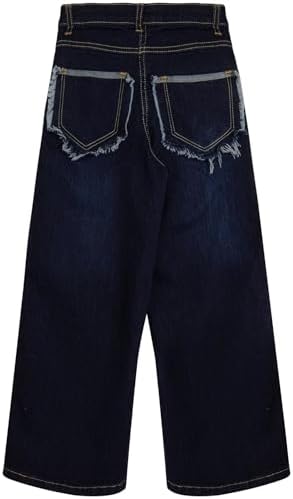 A2Z 4 Kids Girls Relaxed Jeans Baggy Wide Leg Palazo Bootcut Stretchy Denim Pants Flared Fashion Jeans Trousers Baggy Jean Gift For Children Age 5-14 Years