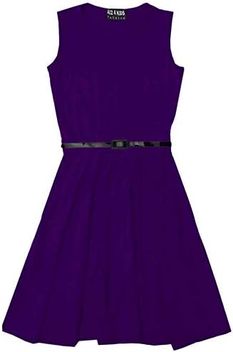 A2Z 4 Kids Girls Skater Dress Party Fashion Dresses with Free Belt Summer Dress Round Neck Flared Dresses Party Dress 2-13 Years