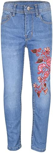 A2Z 4 Kids Girls Stretchy Embroidered Denim Jeans Faded Fashion Jeggings Comfort Skinny Pants Stylish Trousers New Age 5 6 7 8 9 10 11 12 13 Years