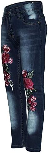 A2Z 4 Kids Girls Stretchy Jeans Roses Embroidered Denim Pants Comfortable Lightweight Trendy Stretchable Denim Cotton Fit Trousers Jeggings Pant In Everyday Wear New Age 3-13 Years