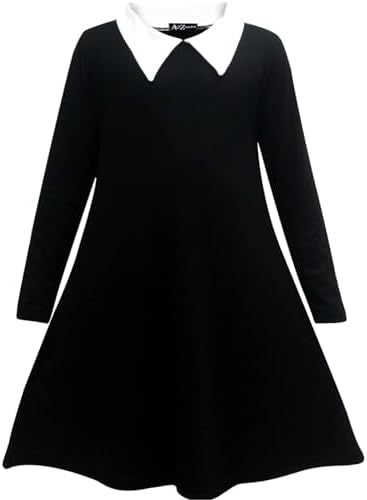 A2Z 4 Kids Girls Swing Dress Long Sleeves Peter Pan Collar Party Fashion Flared Dress Kids Gothic School Girl Uniform Dresses Age 5-6 Years 7-8 Years 9-10 Years 11-12 Years And 13 Years