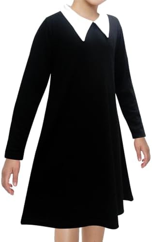 A2Z 4 Kids Girls Swing Dress Long Sleeves Peter Pan Collar Party Fashion Flared Dress Kids Gothic School Girl Uniform Dresses Age 5-6 Years 7-8 Years 9-10 Years 11-12 Years And 13 Years