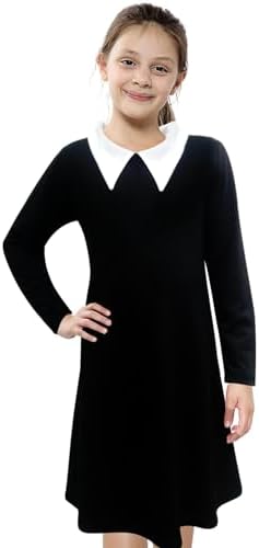 A2Z 4 Kids Girls Swing Dress Long Sleeves Peter Pan Collar Party Fashion Flared Dress Kids Gothic School Girl Uniform Dresses Age 5-6 Years 7-8 Years 9-10 Years 11-12 Years and 13 Years