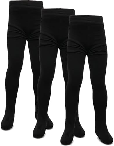 A2Z 4 Kids Premium Girls Fleece Lined Thermal Tights Pack Of 3 Cosy Winter Stretchy Tights for Girls in Classic Black Warm and Stylish Cold Weather Leggings Age 5-13 Years