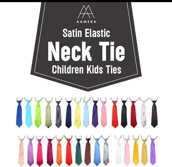 AAMERA Kids Elastic Neckties Toddlers Boys Girls Preschoolers Weddings Birthdays Graduations Communions
