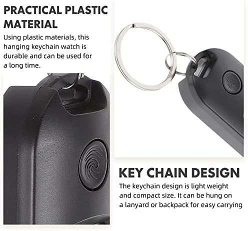 Abaodam Kids Digital Watch Black Plastic Band Quartz Movement Portable Keychain Watch For Children Unisex Not Water Resistant