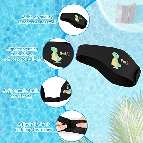 ACWOO Swimming Headband For Kids & Adults Cute Dinosaur Swimmers Headband Waterproof Ear Protection Band Elastic Neoprene Swim Ear Guard Designed To Keep Water Out And Hold Earplugs In